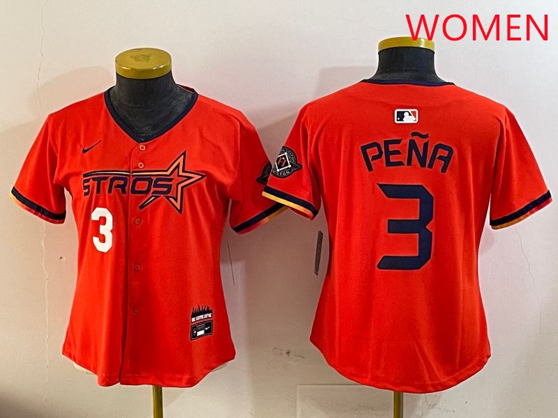 Women Houston Astros Blank #3 Pena Three generations Joint Name 2025 Nike MLB Jersey style 2->women mlb jersey->Women Jersey